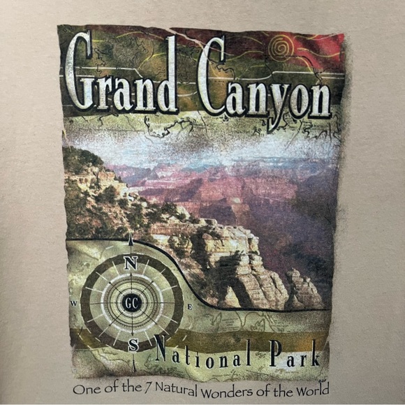 VTG GRAND CANYON DESTINATION SOUVENIR TEE 90s Y2K GRAPHIC T SHIRT TAN LARGE - Picture 3 of 7